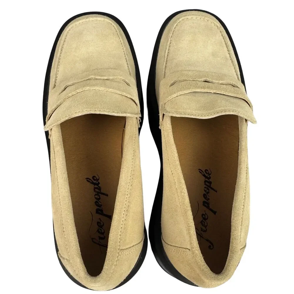 NEW Free People Women’s Loafer Nico Platform Cappuccino Suede‎ 39/8.5 Chunky Y2K